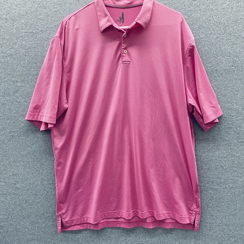 Johnnie-O Polo Shirt Mens XL Pink Rosebloom Striped Golf Stretch JMPO1720